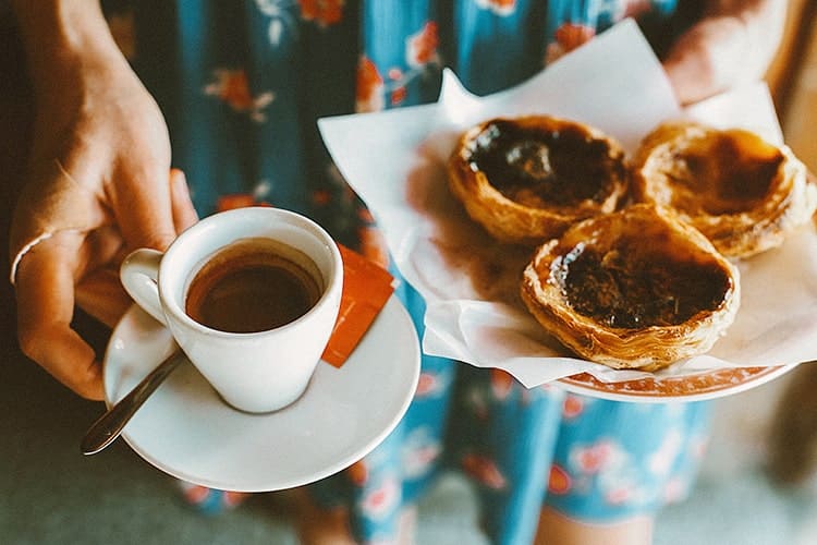 Pastel de nata and coffee in Lisbon Portugal