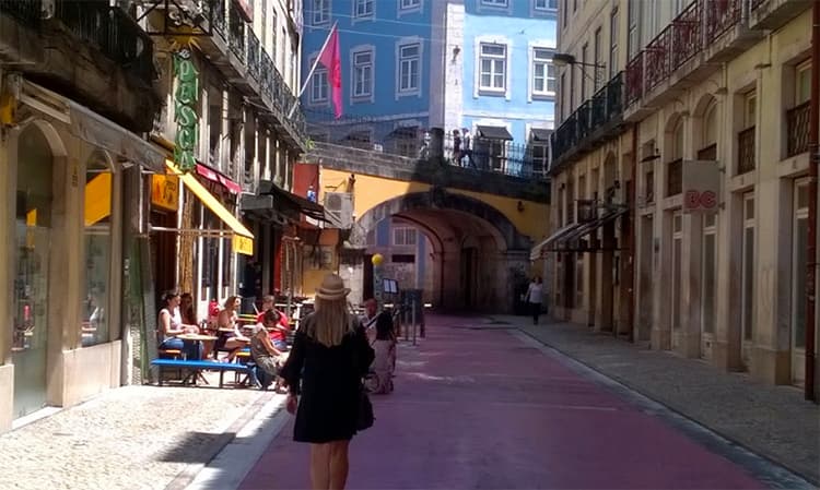 pink street Lisbon Portugal