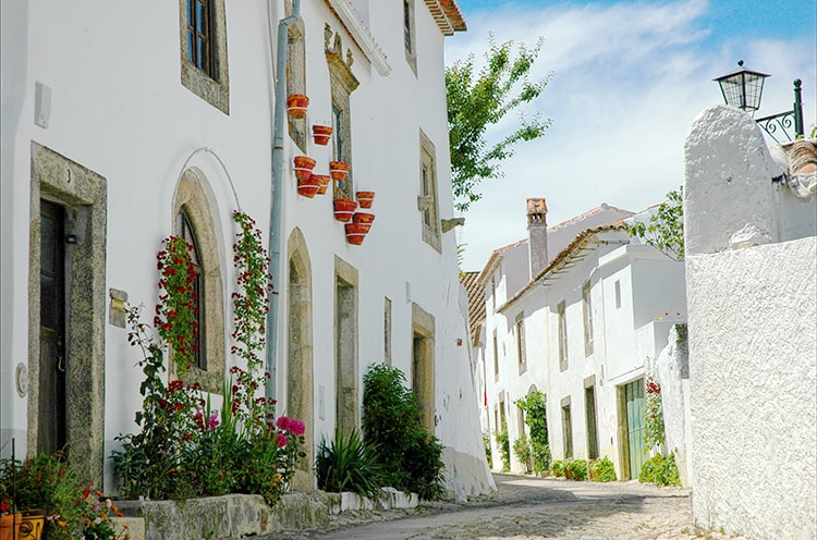 Street with white houses Portugal