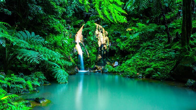 waterfall Azores Portugal