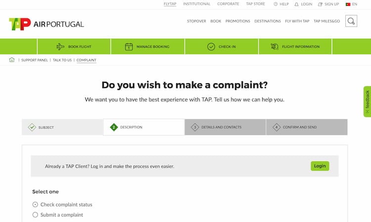 Complain Tap Portugal