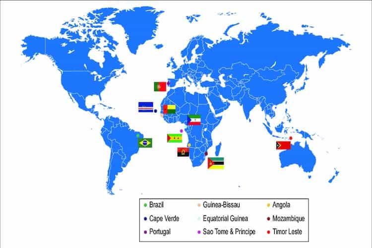 map of countries that speak Portuguese