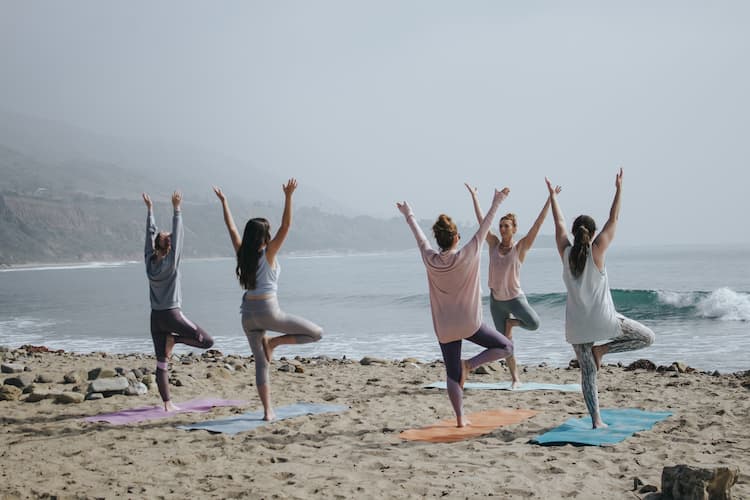 Morning beach yoga