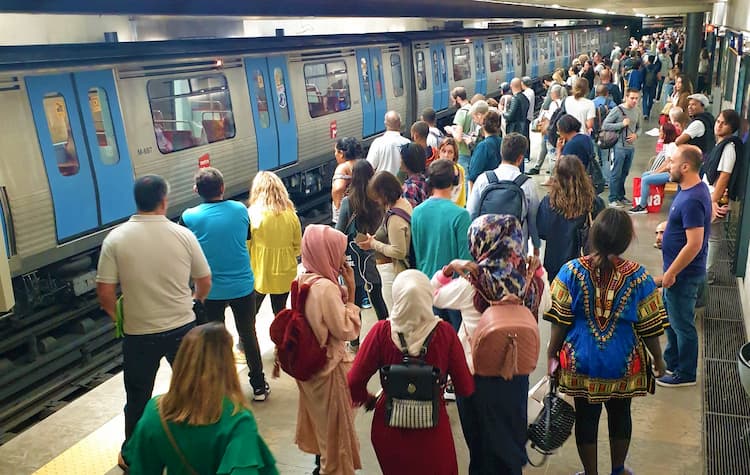 Crowded metro station