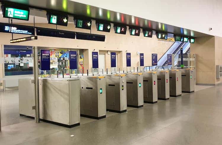 Entry and exit gates at metro station